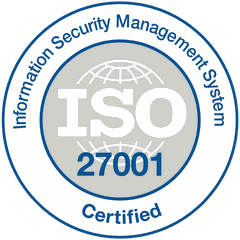 ISO 27001 Information Security Management System certified badge